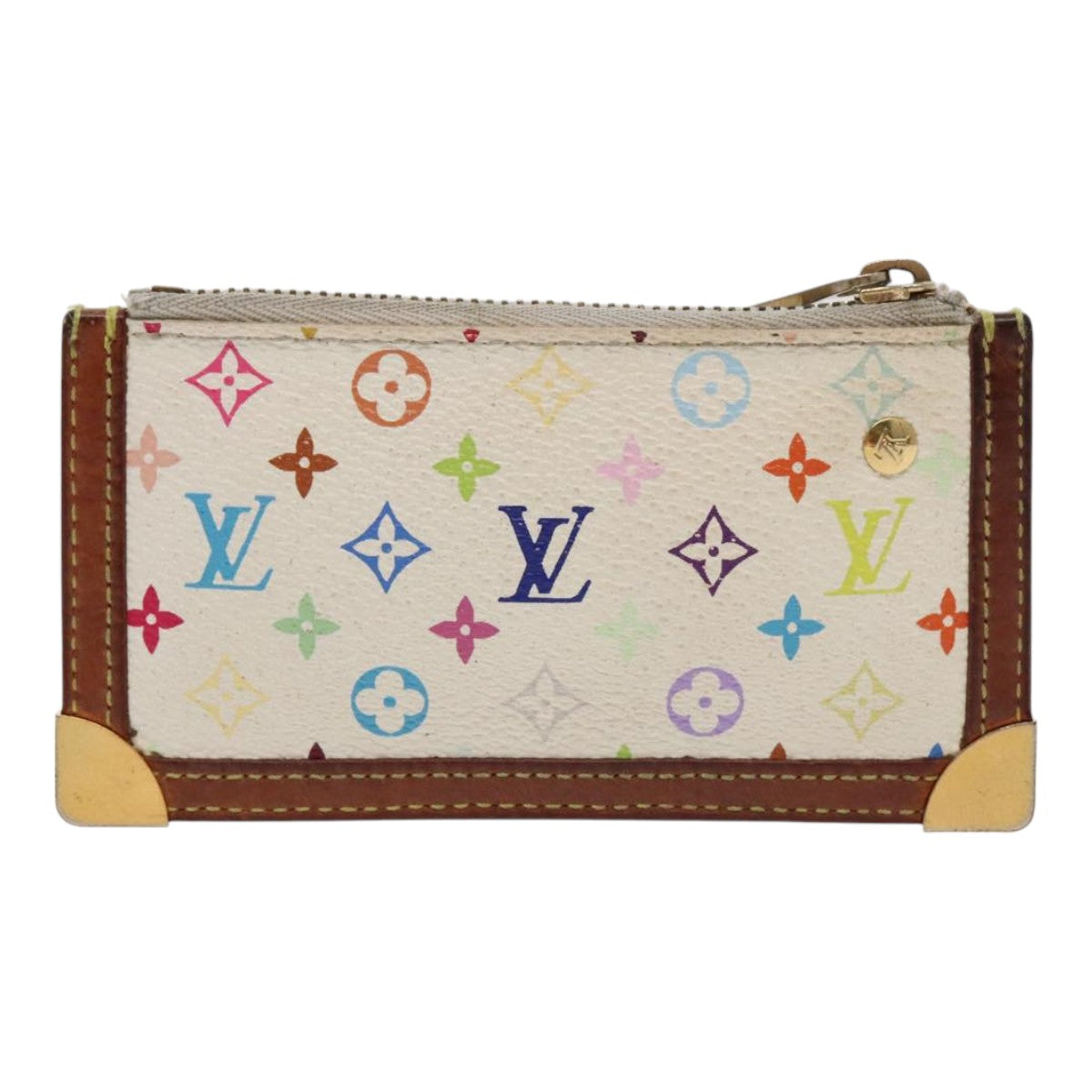 LOUIS VUITTON Monogram Multicolor Pochette Cles Purse White M92655 Auth 94730 - 0