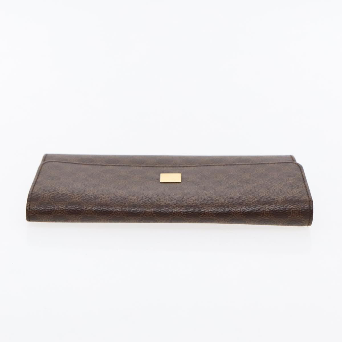 CELINE Macadam Canvas Long Wallet PVC Leather Gold Brown Auth 94734