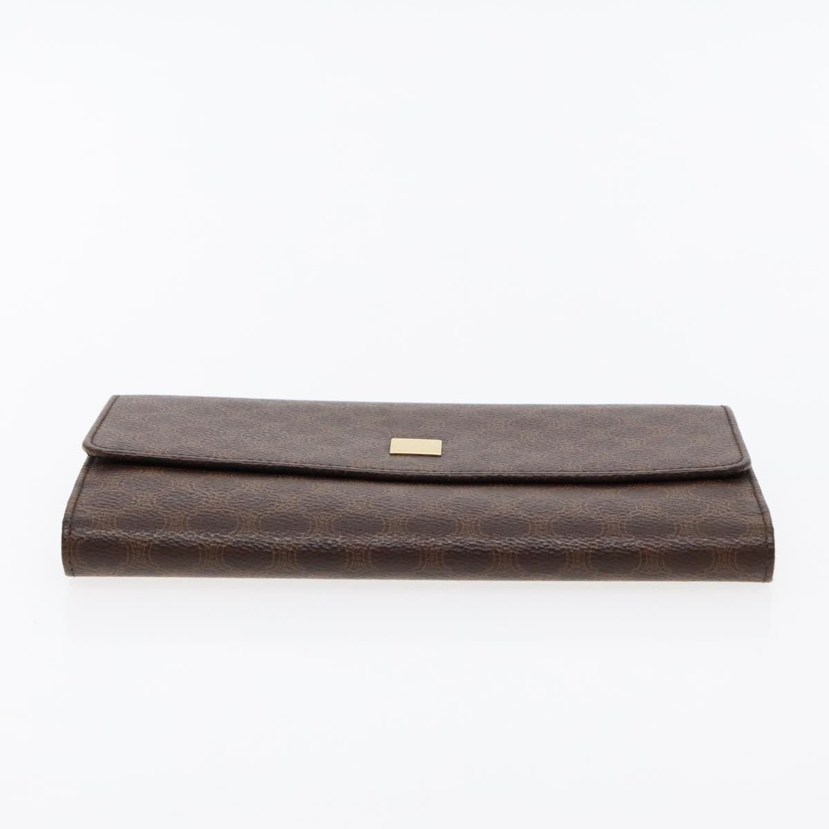 CELINE Macadam Canvas Long Wallet PVC Leather Gold Brown Auth 94734