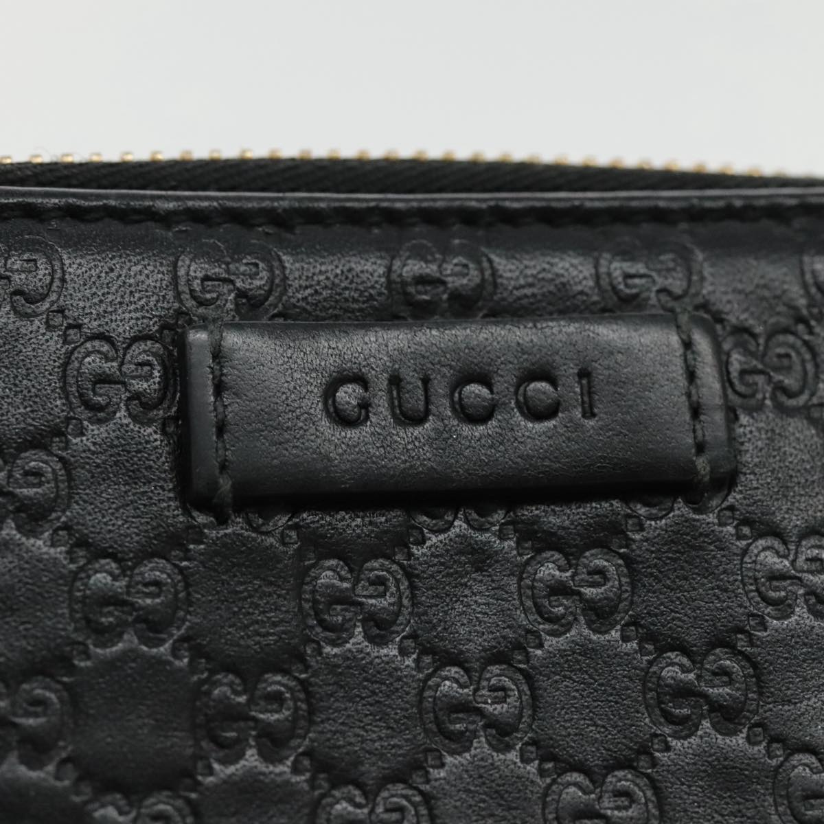 GUCCI GG Canvas Guccissima Wallet Black Gold 449395 Auth 94738