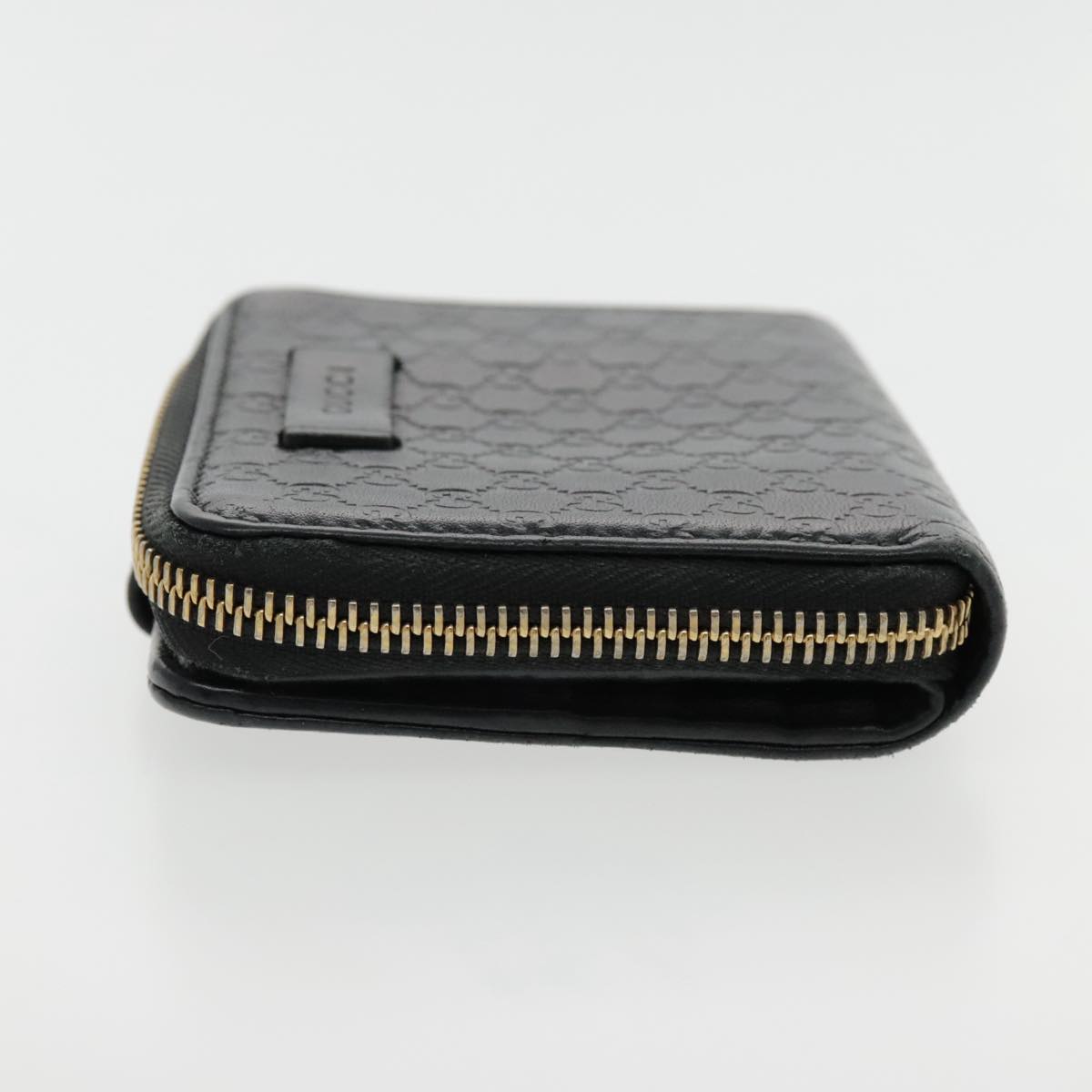 GUCCI GG Canvas Guccissima Wallet Black Gold 449395 Auth 94738