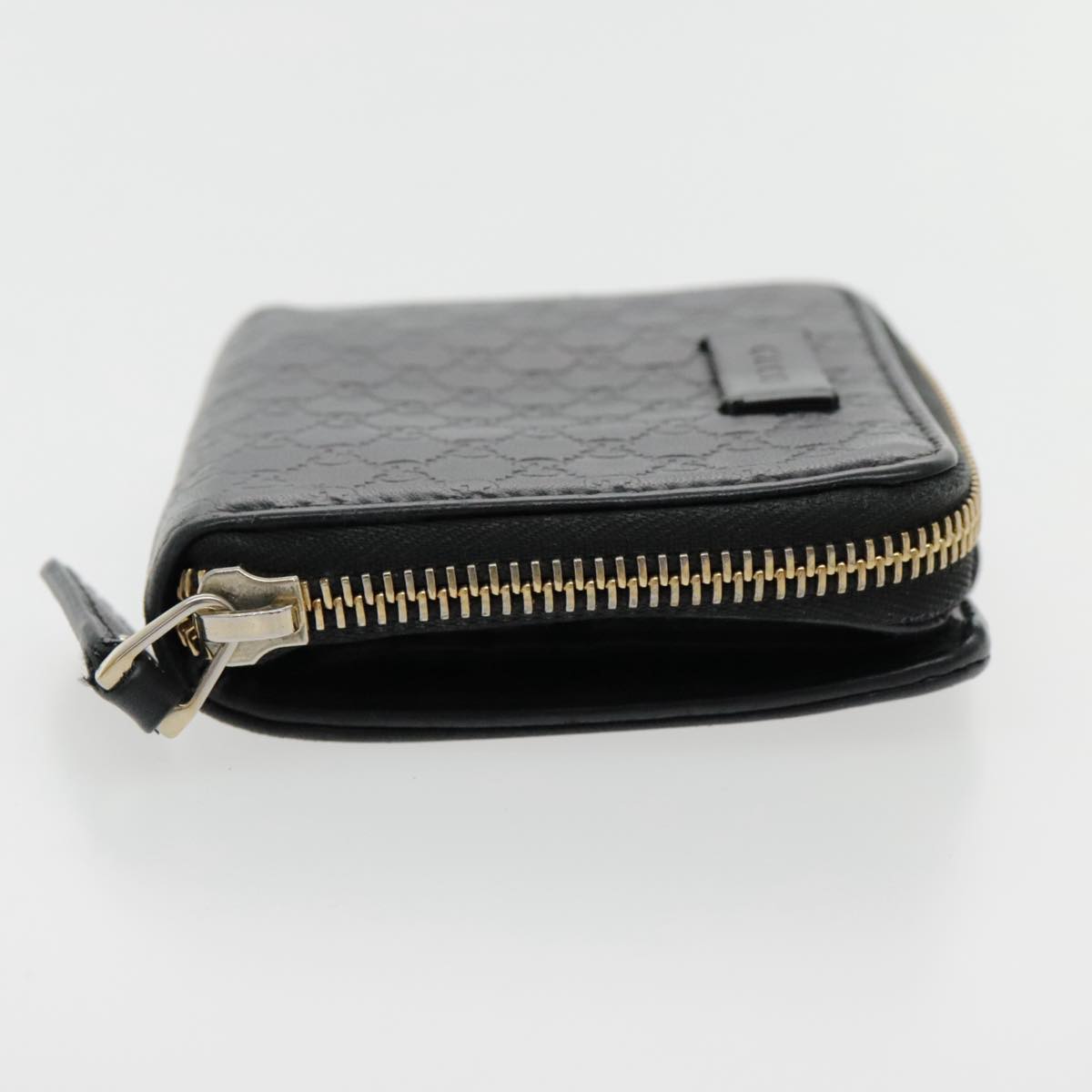 GUCCI GG Canvas Guccissima Wallet Black Gold 449395 Auth 94738