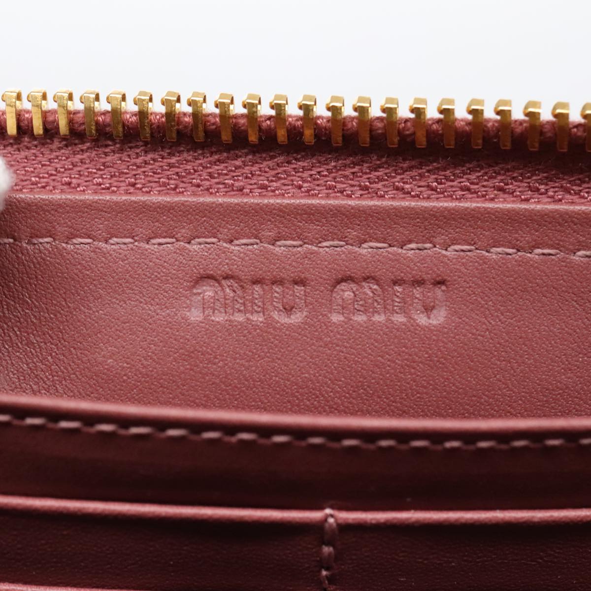 Miu Miu Long Wallet Enamel Pink Gold Auth 94742