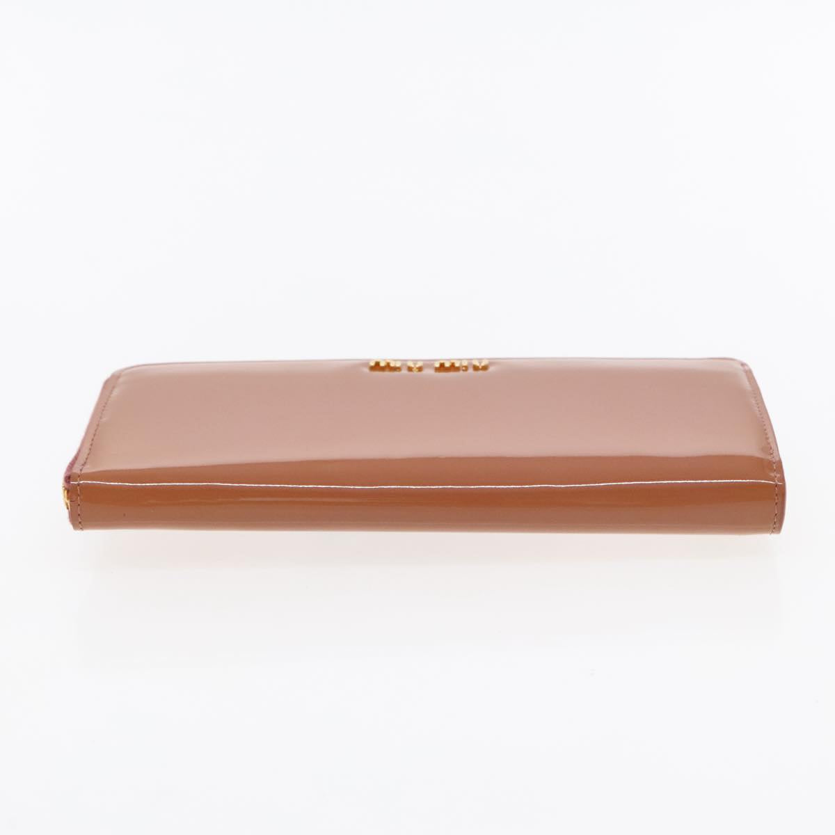 Miu Miu Long Wallet Enamel Pink Gold Auth 94742