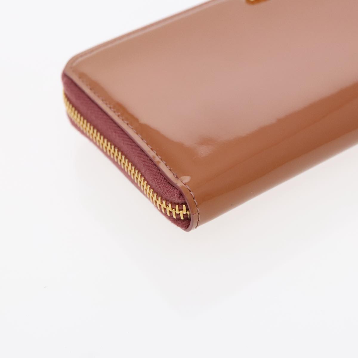 Miu Miu Long Wallet Enamel Pink Gold Auth 94742