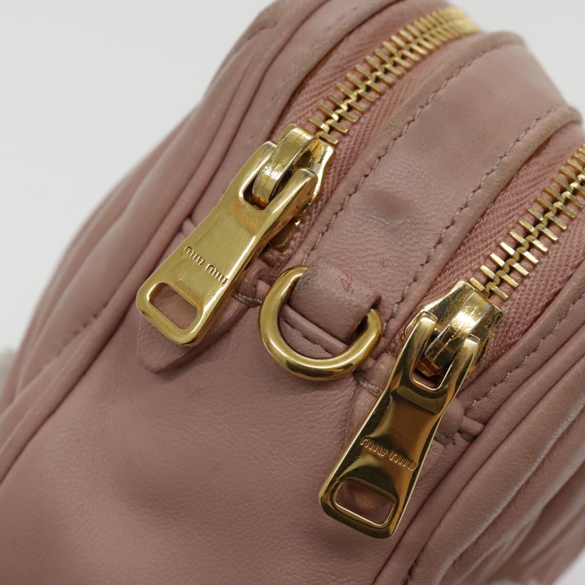 Miu Miu Matelasse Shoulder Bag Leather Pink Gold Auth 94743