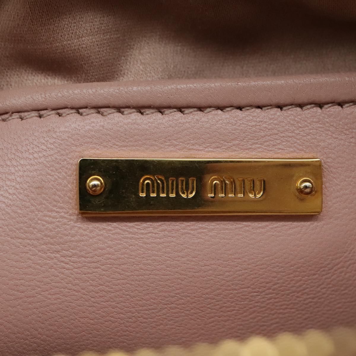 Miu Miu Matelasse Shoulder Bag Leather Pink Gold Auth 94743