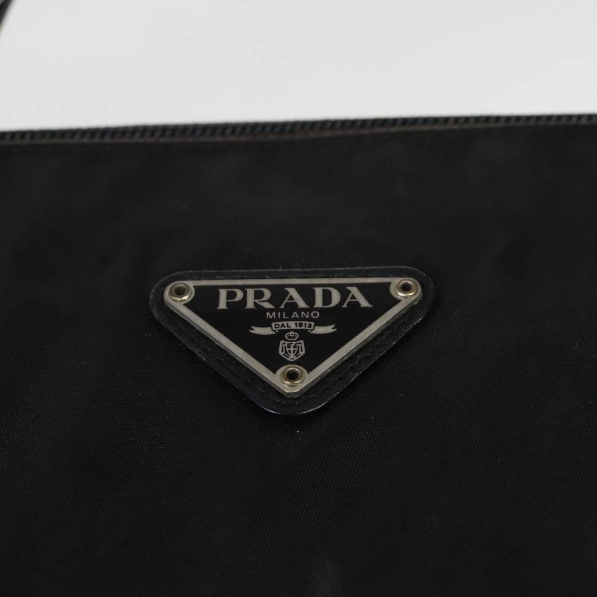 PRADA Shoulder Bag Nylon Leather Black Silver Auth 94749