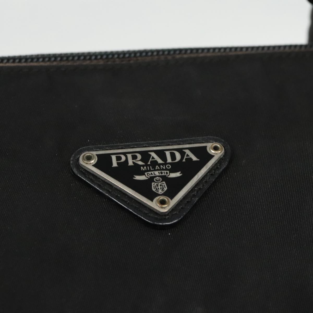 PRADA Shoulder Bag Nylon Leather Black Silver Auth 94749