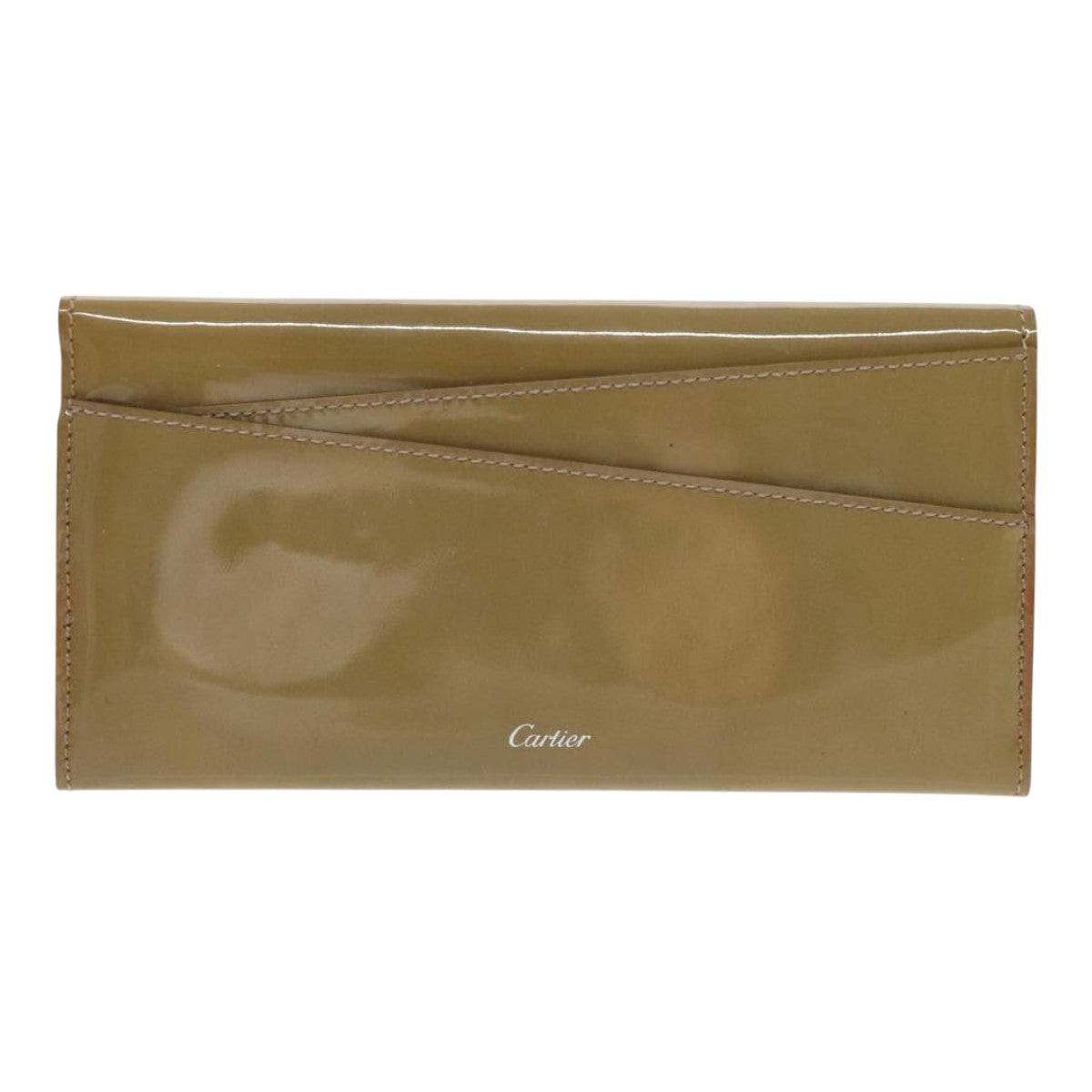 CARTIER Long Wallet Enamel Black Auth 94753