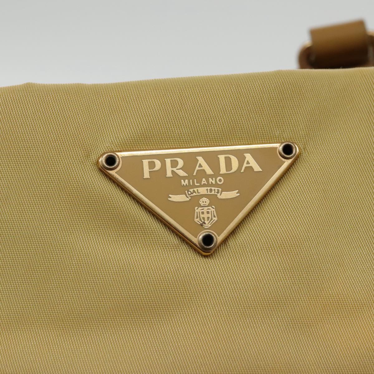 PRADA Shoulder Bag Nylon Yellow Gold Auth 94757