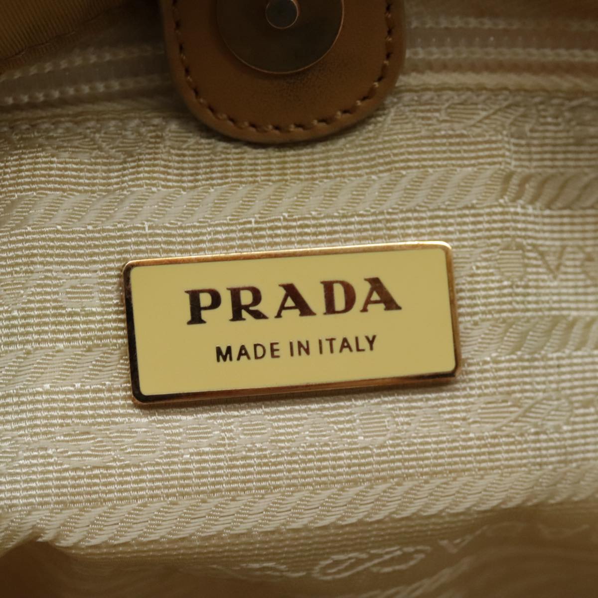 PRADA Shoulder Bag Nylon Yellow Gold Auth 94757