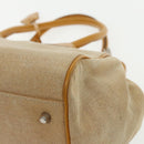 PRADA Hand Bag Canvas Beige Silver Auth 94761-17