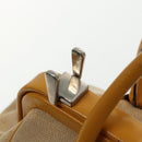 PRADA Hand Bag Canvas Beige Silver Auth 94761-9