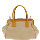 PRADA Hand Bag Canvas Beige Silver Auth 94761-2