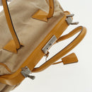 PRADA Hand Bag Canvas Beige Silver Auth 94761-6