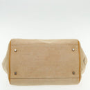 PRADA Hand Bag Canvas Beige Silver Auth 94761-5