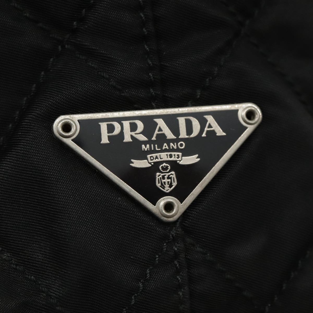 PRADA Shoulder Bag Nylon Black Silver Auth 94765