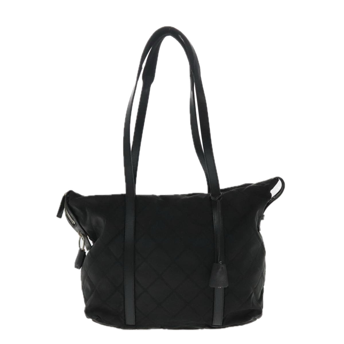 PRADA Shoulder Bag Nylon Black Silver Auth 94765