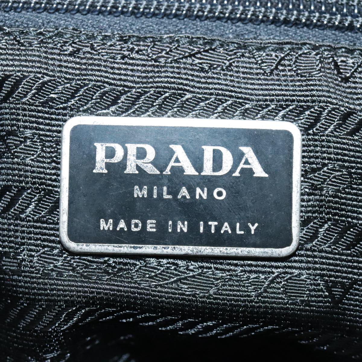 PRADA Shoulder Bag Nylon Black Silver Auth 94765