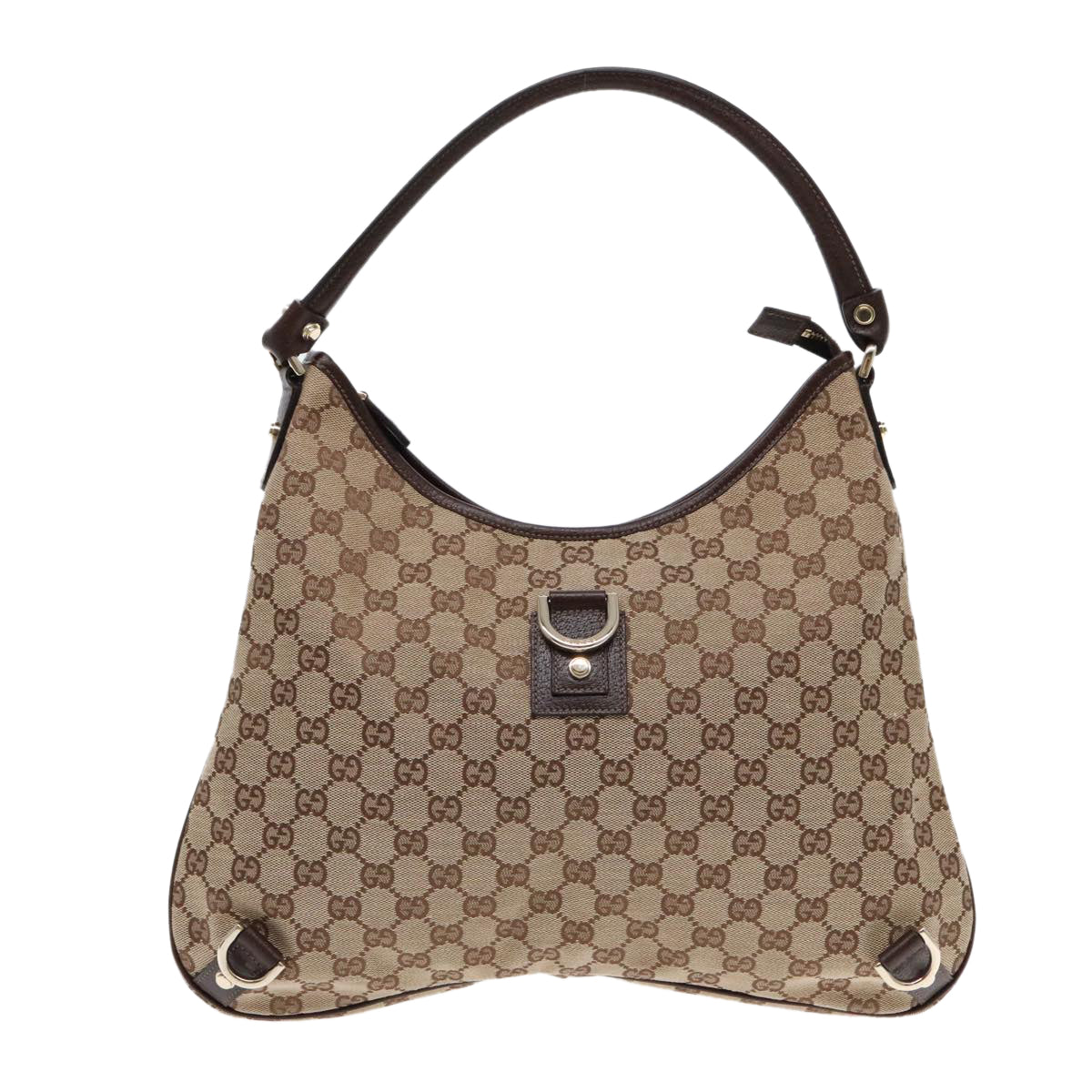 GUCCI GG Canvas Abbey Shoulder Bag Beige Silver 130737 Auth 94770A - 0