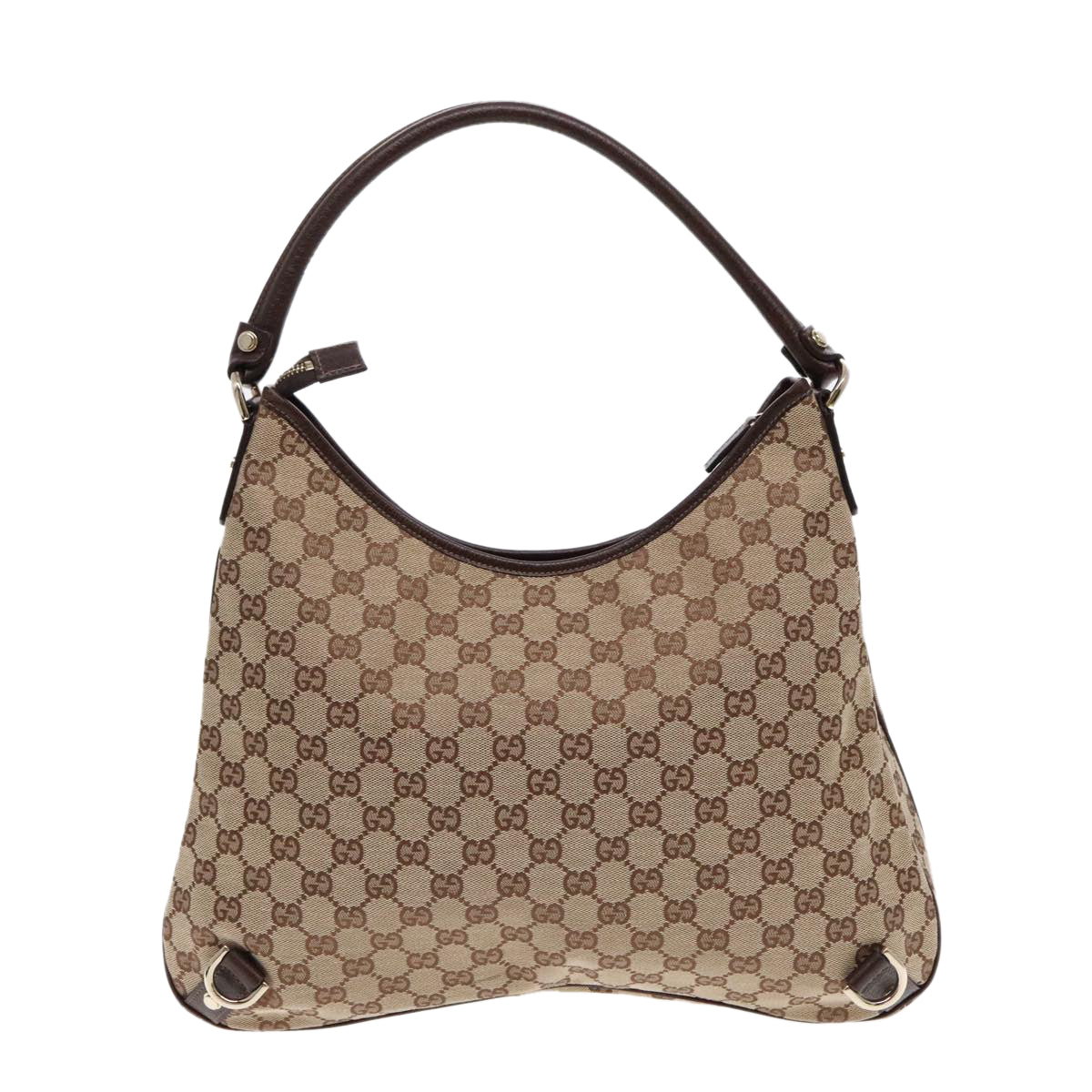 GUCCI GG Canvas Abbey Shoulder Bag Beige Silver 130737 Auth 94770A