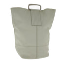 PRADA Hand Bag Leather White Silver Auth 94774-1