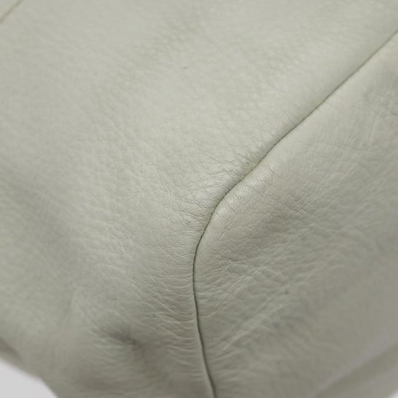 PRADA Hand Bag Leather White Silver Auth 94774