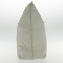 PRADA Hand Bag Leather White Silver Auth 94774-5