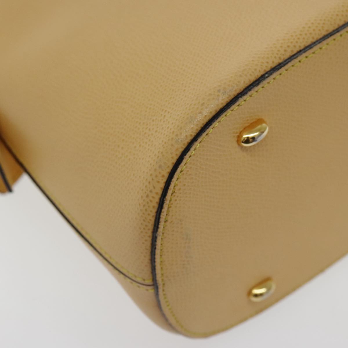 CELINE Hand Bag Leather Yellow Gold Auth 94782