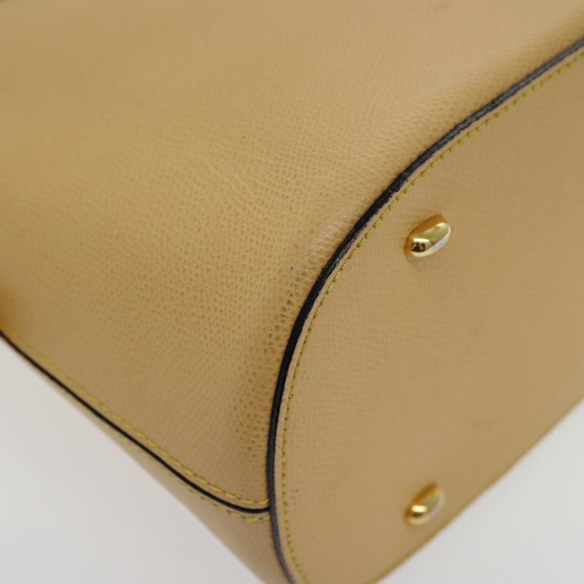 CELINE Hand Bag Leather Yellow Gold Auth 94782