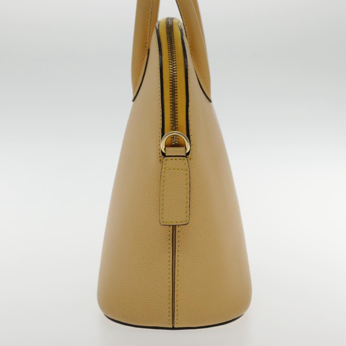 CELINE Hand Bag Leather Yellow Gold Auth 94782