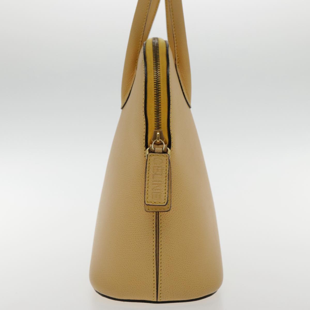 CELINE Hand Bag Leather Yellow Gold Auth 94782