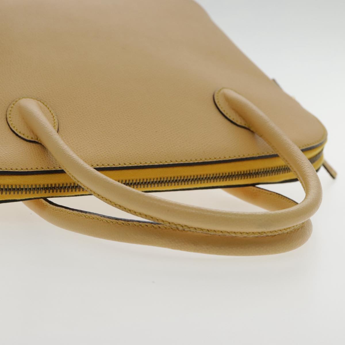 CELINE Hand Bag Leather Yellow Gold Auth 94782