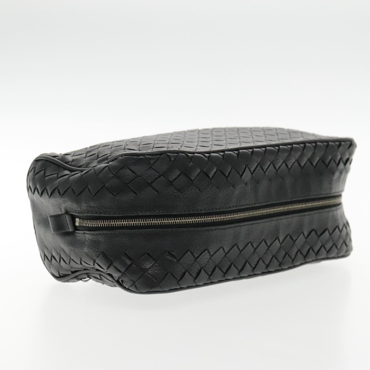 BOTTEGA VENETA INTRECCIATO Clutch Bag Leather Black Auth 94794