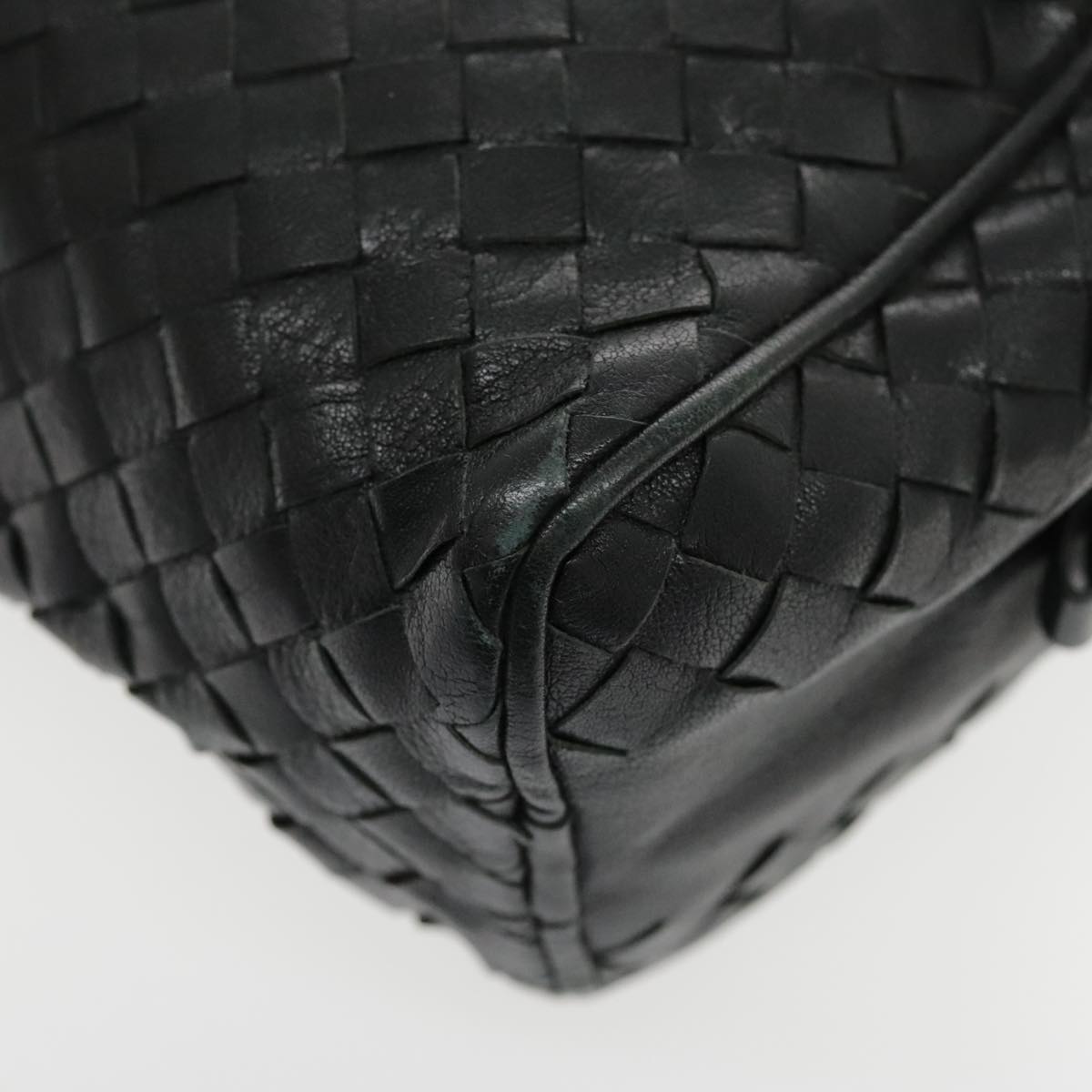 BOTTEGA VENETA INTRECCIATO Clutch Bag Leather Black Auth 94794