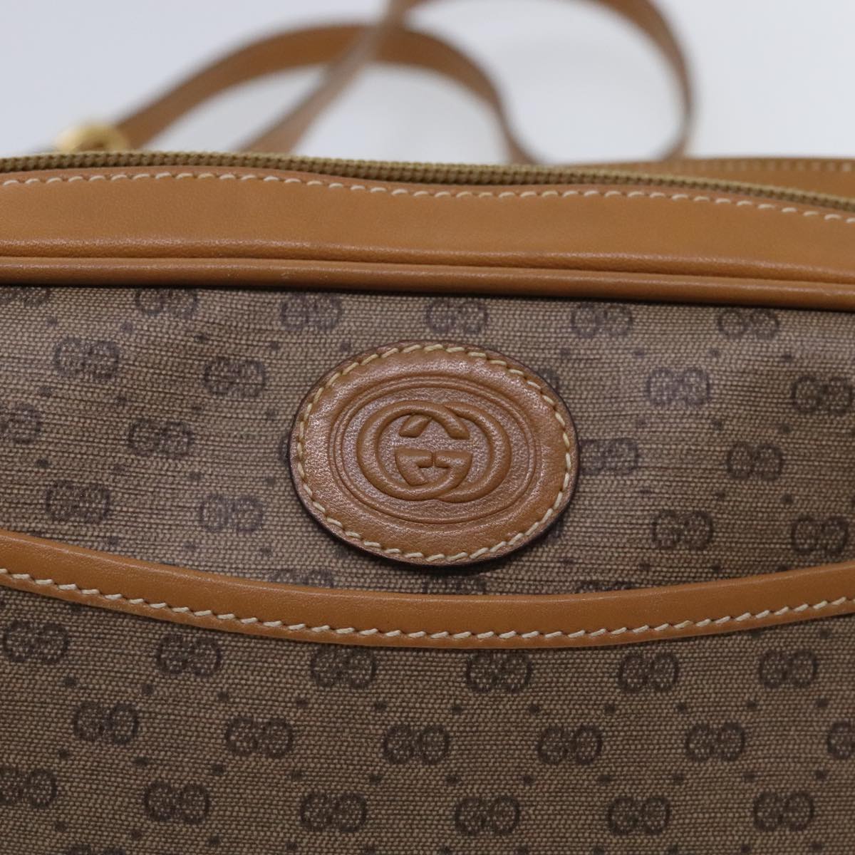 GUCCI Micro GG Supreme Shoulder Bag PVC Beige Gold 007 113 0095 Auth 94797