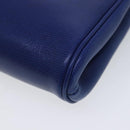 CELINE Shoulder Bag Leather Blue Gold Auth 94799V-14