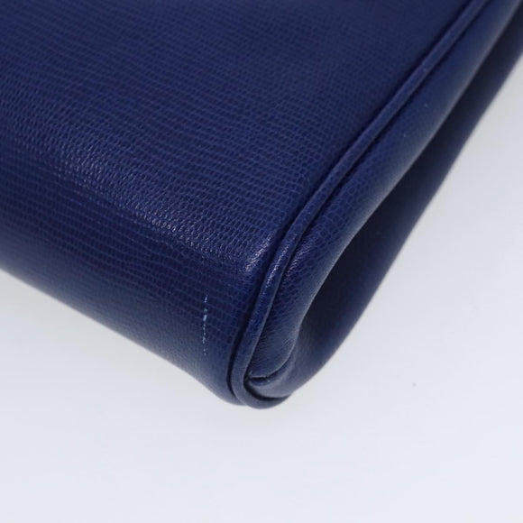 CELINE Shoulder Bag Leather Blue Gold Auth 94799V