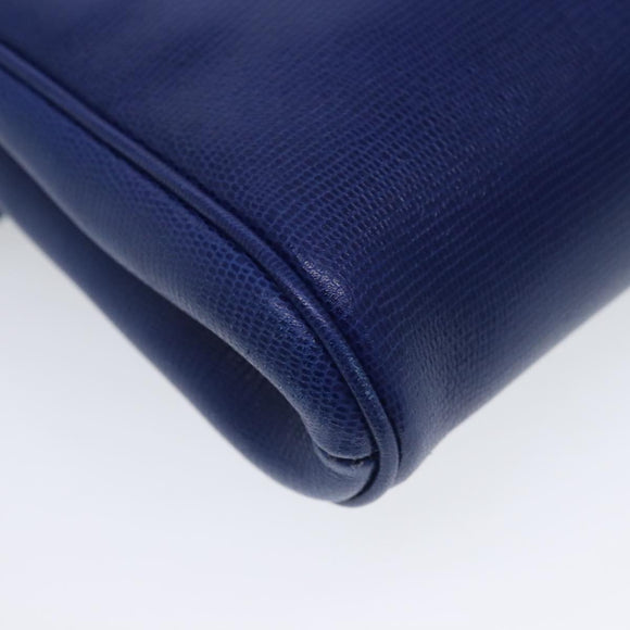 CELINE Shoulder Bag Leather Blue Gold Auth 94799V