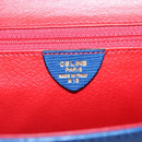 CELINE Shoulder Bag Leather Blue Gold Auth 94799V-12