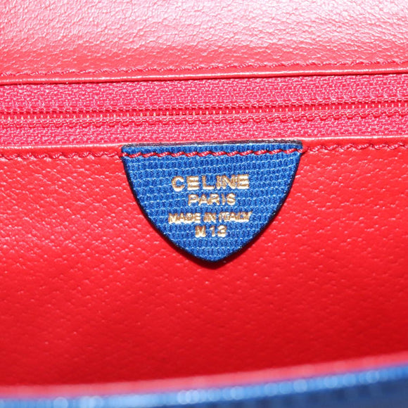 CELINE Shoulder Bag Leather Blue Gold Auth 94799V