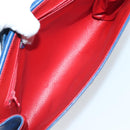 CELINE Shoulder Bag Leather Blue Gold Auth 94799V-11