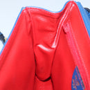 CELINE Shoulder Bag Leather Blue Gold Auth 94799V-19