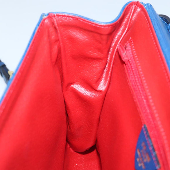 CELINE Shoulder Bag Leather Blue Gold Auth 94799V