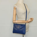 CELINE Shoulder Bag Leather Blue Gold Auth 94799V-21