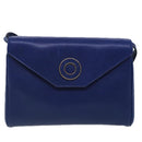 CELINE Shoulder Bag Leather Blue Gold Auth 94799V-13