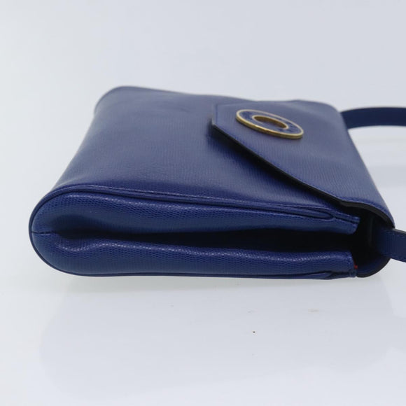 CELINE Shoulder Bag Leather Blue Gold Auth 94799V