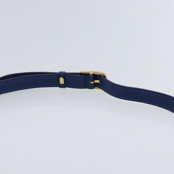 CELINE Shoulder Bag Leather Blue Gold Auth 94799V