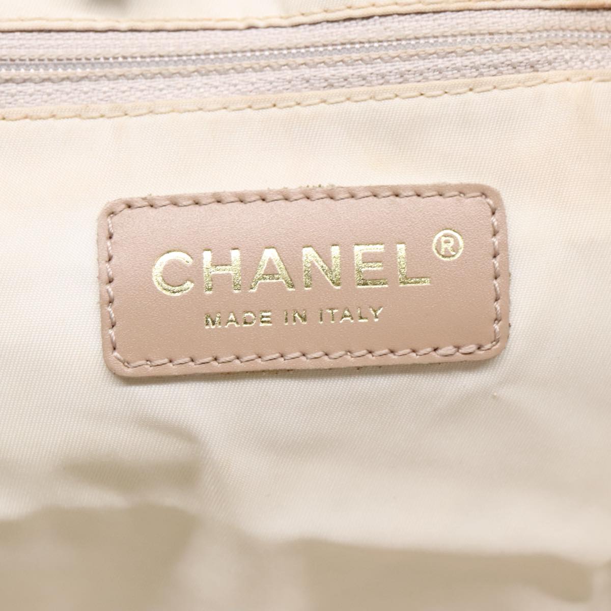 CHANEL New Travel line Tote Bag Nylon Beige CC Auth 94803